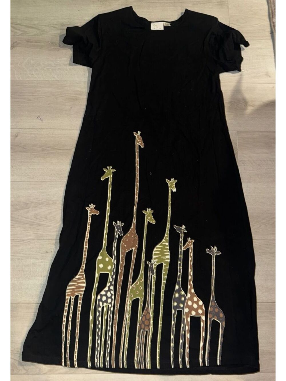 Vintage Women's Boutique Tropico T-Shirt Maxi Dress With Giraffes Size Medium